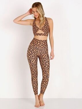 Beach Riot Leopard Print High-Waist Leggings in Tan and Black